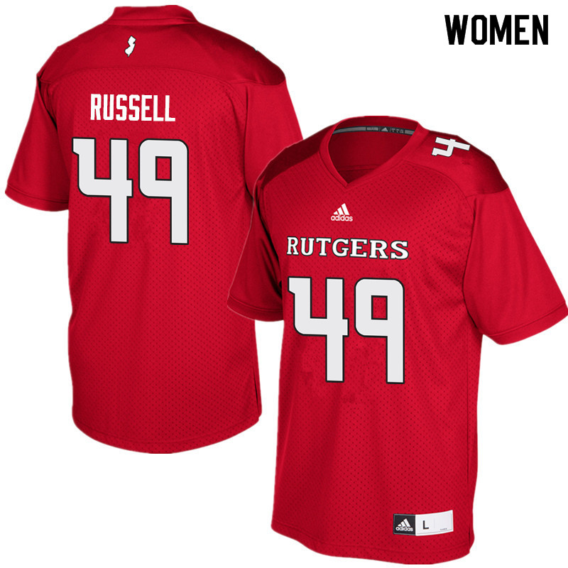 Women #49 Brandon Russell Rutgers Scarlet Knights College Football Jerseys Sale-Red - Click Image to Close